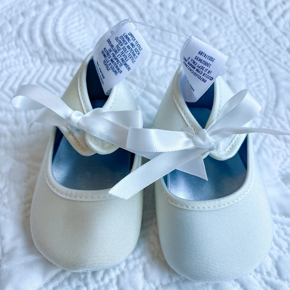 Janie & Jack White Satin Ballet Flats